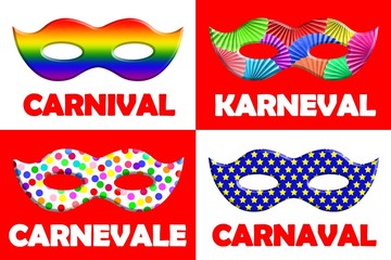 Tarjeta de carnaval en varios idiomas