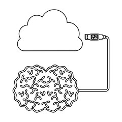 brain hosting data icon stock, vector illustration image desing