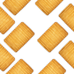 A pattern of round cookies on a white background