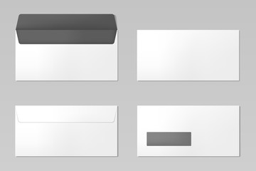 DL Envelopes mockup front and back view, vector illustration