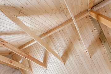 ceiling attic with wood Board
