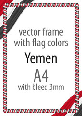 Frame and border of ribbon with the colors of the Yemen flag