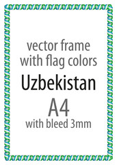 Frame and border of ribbon with the colors of the Uzbekistan flag