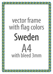 Frame and border of ribbon with the colors of the Sweden flag