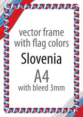 Frame and border of ribbon with the colors of the Slovenia flag