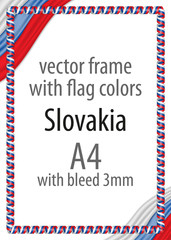 Frame and border of ribbon with the colors of the Slovakia flag