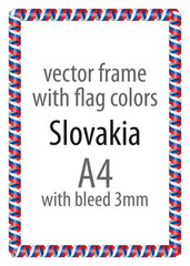 Frame and border of ribbon with the colors of the Slovakia flag