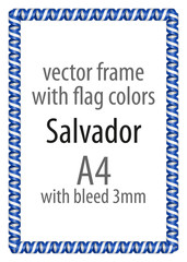 Frame and border of ribbon with the colors of the Salvador flag
