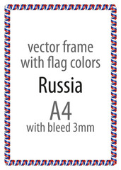 Frame and border of ribbon with the colors of the Russia flag