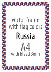 Frame and border of ribbon with the colors of the Russia flag