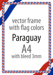 Frame and border of ribbon with the colors of the Paraguay flag
