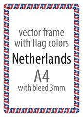 Frame and border of ribbon with the colors of the Netherlands flag