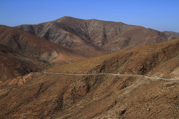 Beautiful volcanic mountains . Panoramic view on Fuerteventura