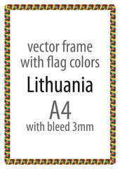 Frame and border of ribbon with the colors of the Lithuania flag