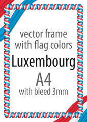 Frame and border of ribbon with the colors of the Luxembourg flag