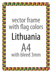 Frame and border of ribbon with the colors of the Lithuania flag