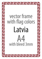 Frame and border of ribbon with the colors of the Latvia flag