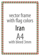 Frame and border of ribbon with the colors of the Iran flag