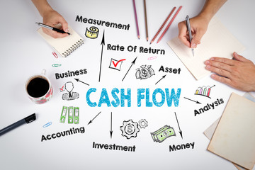 Cash Flow Concept. The meeting at the white office table.