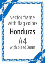 Frame and border of ribbon with the colors of the Honduras flag
