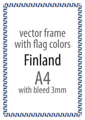 Frame and border of ribbon with the colors of the Finland flag