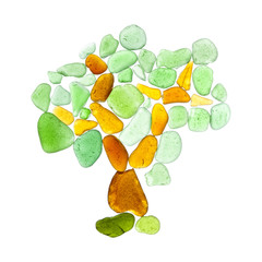 sea glass pieces on white