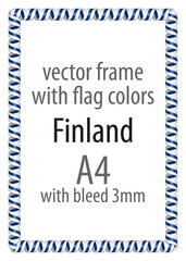 Frame and border of ribbon with the colors of the Finland flag