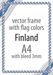 Frame and border of ribbon with the colors of the Finland flag