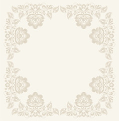 beige Elegant background with decorative floral frame