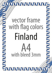 Frame and border of ribbon with the colors of the Finland flag
