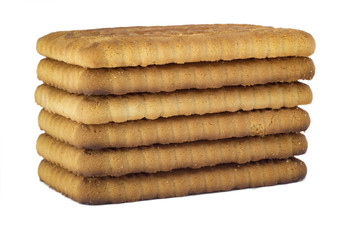 A stack of biscuits for tea on white background