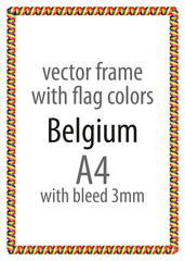 Frame and border of ribbon with the colors of the Belgium flag