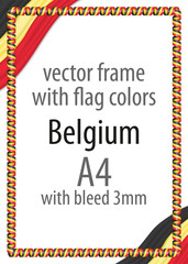 Frame and border of ribbon with the colors of the Belgium flag