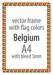 Frame and border of ribbon with the colors of the Belgium flag