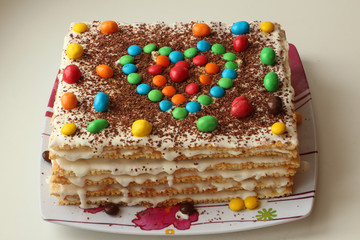 Tort, handmaid, draje, color, white, napoleon