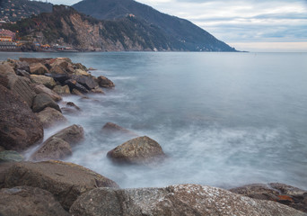 Ligurian Sea coastline, winter. Color image