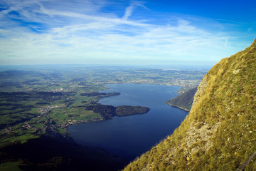 Scenic views of Zug Lake from Rigi mountain, Switzerland