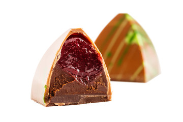 Chocolate handmade candy isolated on white