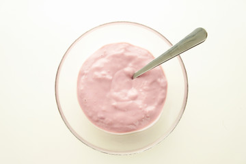 Fruit yoghurt in a bowl