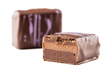 Chocolate handmade candy isolated on white