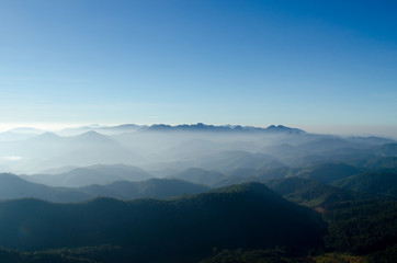 Naklejka premium The Fog Mountain in the Morning at Mae Hong Son Thailand.
