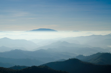 The Fog Mountain in the Morning at Mae Hong Son Thailand.