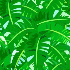 Tropical vintage pattern with big banana leafs