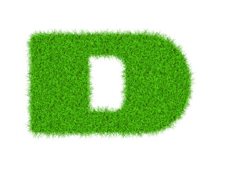 High resolution upper case letters made of green grass alphabet isolated on white background