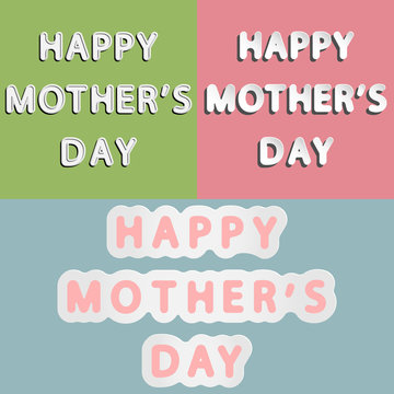 vector set of different rounded lettering word as new paper design and retro style of Happy Mothers Day