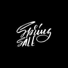 Hand lettered style spring design on a white background. Spring Sale hand drawn calligraphy letters. Vector illustration.