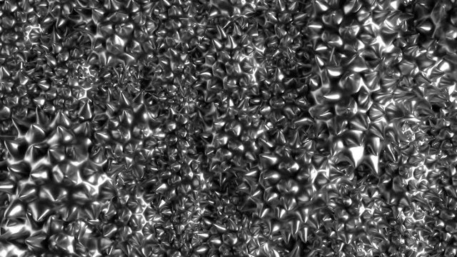 Abstract background, 3d rendered geometry with dark thorn or spikes. Abstract 3d rendering of metal surface. Rotating ferro sphere with magnet field. Loop video.