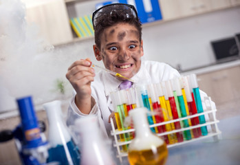 schoolboy Experiment in the school lab © V&P Photo Studio