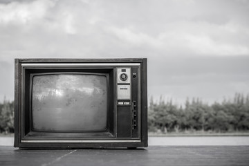 Vintage tv in nature.