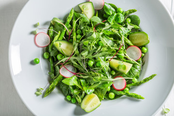 Healthy green salad with mix of vegetables